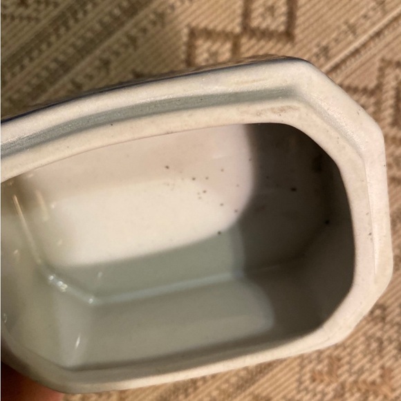 Trinket Box Blue & White Floral Chinoiserie Marked - Picture 5 of 6